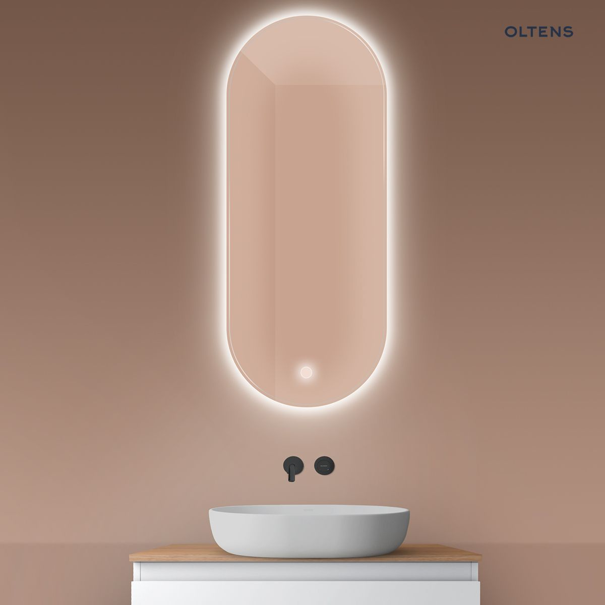 Oltens Nordlis lustro 50x120 cm owalne z o�wietleniem LED i systemem Klarglas 64114000