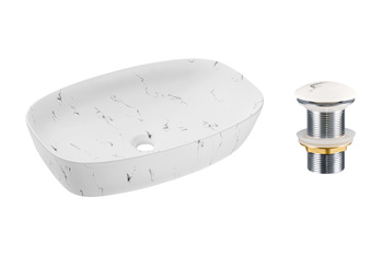 Ceramiczna umywalka nablatowa 60cm SET-MEGI T201M-W13-3 Comad z korkiem click‑clack