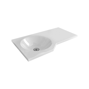 Be Spot umywalka wisząca Solid Surface 60x34 cm lewa z otworem na baterię, biały połysk