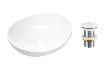 Ceramiczna umywalka nablatowa 40cm SET-LOLA T201-3 Comad z korkiem click‑clack