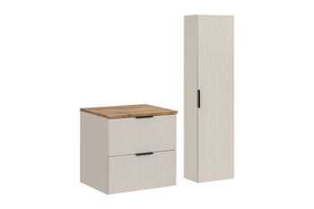 Zestaw mebli łazienkowych Adel Cashmere 60cm z blatem i Szafką wysoką – set-adc b wotan 60cm hc