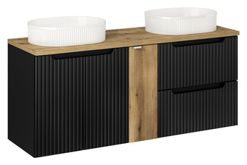Zestaw mebli łazienkowych Nova Black 140cm z blatem i 2 umywalkami nablatowymi Beyond – set-nob b oak 140cm un beyond 5 wh