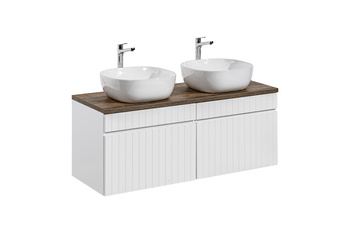 Zestaw mebli łazienkowych Iconic White 120cm z blatem i 2 umywalkami nablatowymi Smile – SET ICW-B 120 CM 6252