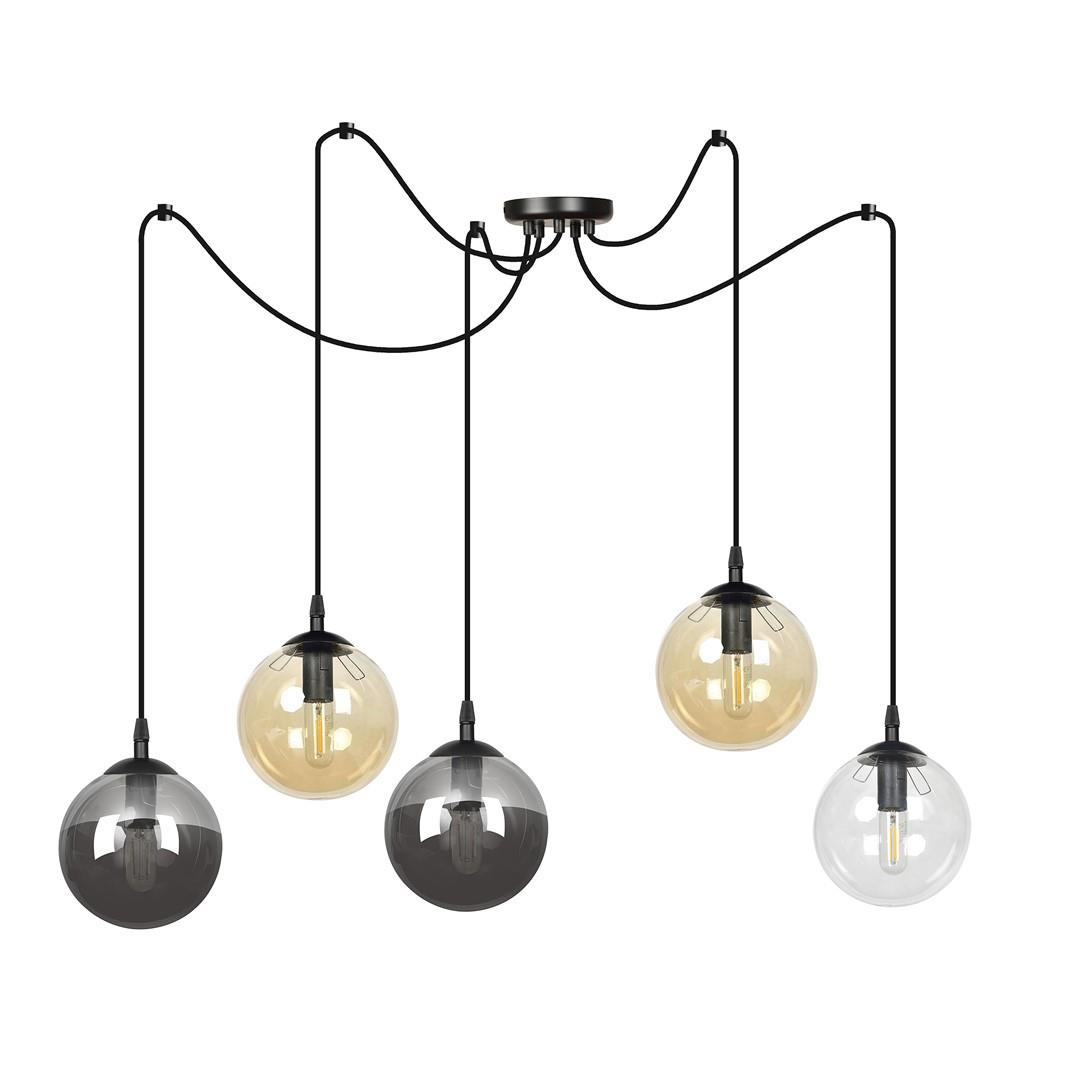 Lampa pajk nowoczesna kolorowe klosze kule DESIGN 5x40W 939/5 GIGI 5