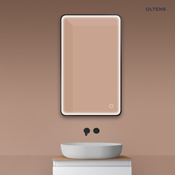 Oltens Nordlis lustro 60x100 cm prostokątne z oświetleniem z przodu z matą grzewczą czarny 64117300