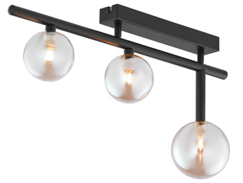 NEPTUN nowoczesny plafon czarny 3-punktowy klosz bursztynowy 1904