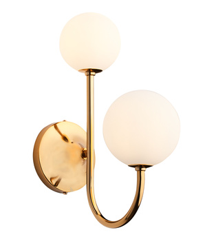 SELEN nowoczesny kinkiet mosiądzowany 2-punktowy biały klosz 1943