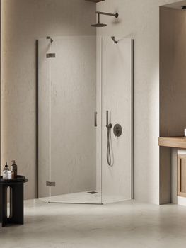 Kabina prysznicowa 100x80x200 Gunmetal 6 mm – NESTA GUNMETAL BRUSHED K-4794 z powłoką Active Shield 2.0 | Szczotkowanie