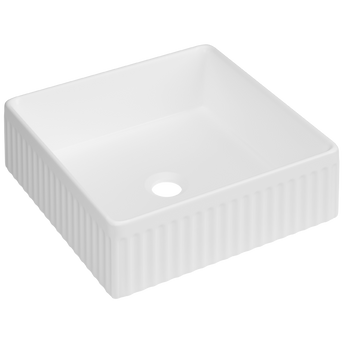 UMYWALKA NABL GLAMOUR INVENA TREND 36CM KWADRAT RYFLOWANA, BIAŁA POŁY