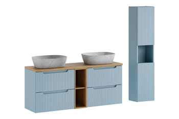 Zestaw meblowy 140cm z blatem, umywalką nablatową Anna i szafką wysoką set-nod b oak 140cm s un anna hc