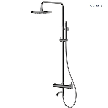 Oltens Molle Numa zestaw wannowo-prysznicowy ścienny z deszczownicą grafit 36506400