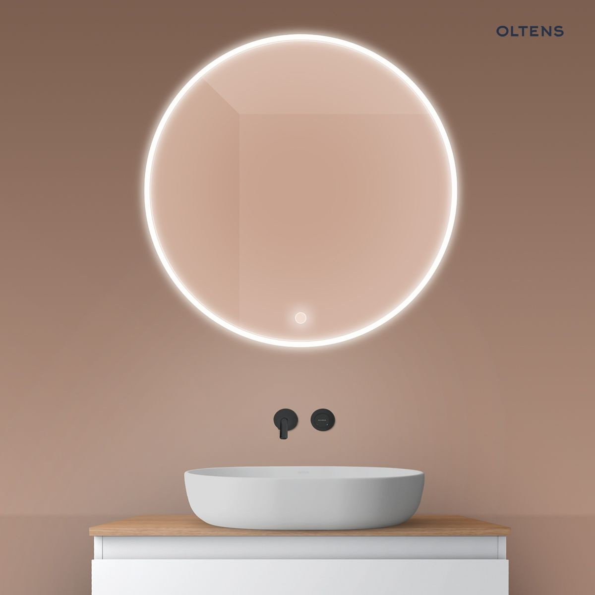 Oltens Nordlis lustro 80 cm okr�g�e z o�wietleniem LED i systemem Klarglas 64101000