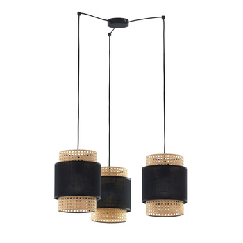 Lampa wisząca z drewnianymi akcentami 3xE27 BOHO BLACK 6549