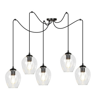 Transparentne kule lampa wisząca regulowana 5x60W 756/5 LEVEL 5