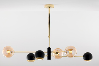 MOKA nowoczesny żyrandol 6-punktowy klosz bursztyn 1966