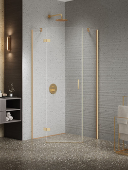 Kabina prysznicowa 90x90x200 Złoty 6 mm – NESTA GOLD BRUSHED K-3802 z powłoką Active Shield 2.0 | Szczotkowanie