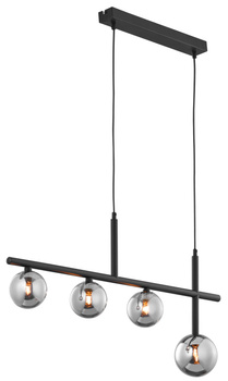 NEPTUN nowoczesny zwis czarny 4-punktowy klosz dymny 1908