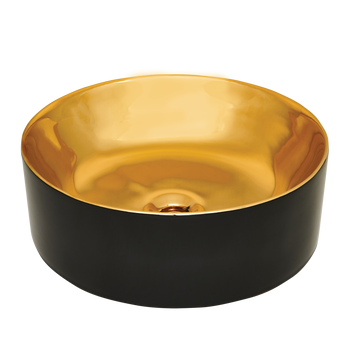 UMYWALKA NABLATOWA KOS INVENA TREND 42 CM, OKRĄGŁA CZARNO ZŁOTA POŁYSK