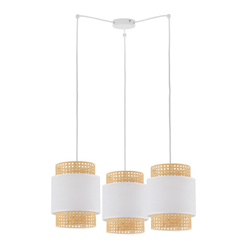 Wisząca lampa sufitowa rattanowa w białym wykończeniu BOHO WHITE 6537