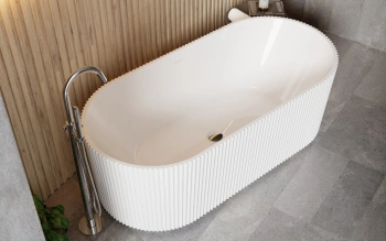 Besco Wanna wanna wolnostojąca ryflowana wolnostojąca Giuliana 150x75 syfon czarny mat WAS-150-GLC