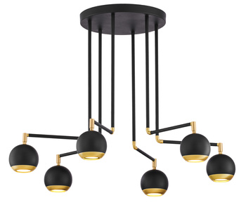 VILAR nowoczesny żyrandol 6-punktowy czarny/mosiądzowany 1987