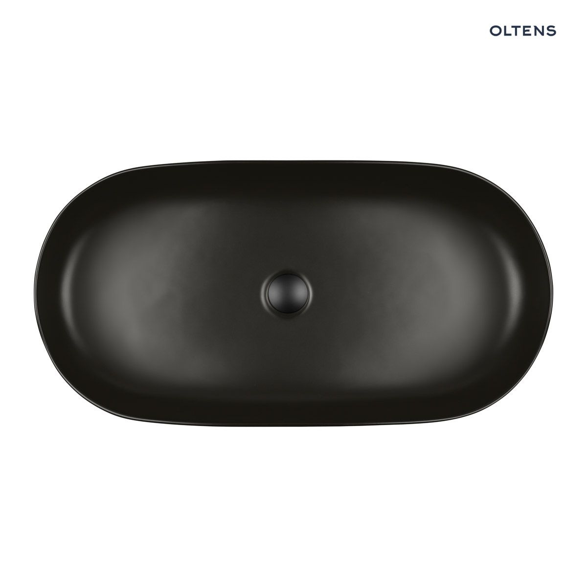 Oltens Hamnes Thin umywalka 80x40 cm nablatowa owalna z powłoką SmartClean czarny mat 40821300