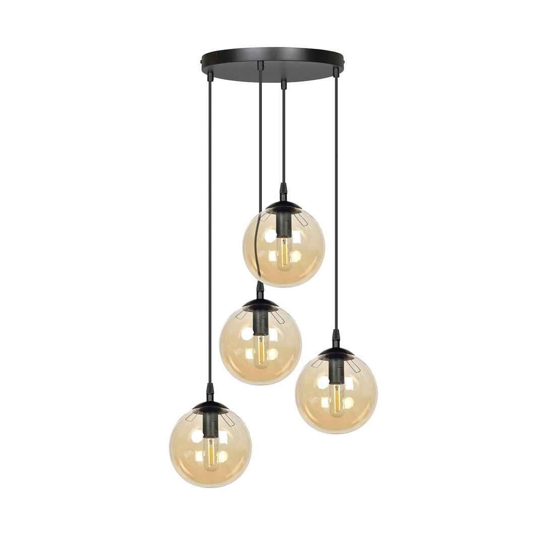 Czarna lampa wiszca miodowe klosze gwint E14 4x40W 713/4PREM COSMO 4 PREMIUM