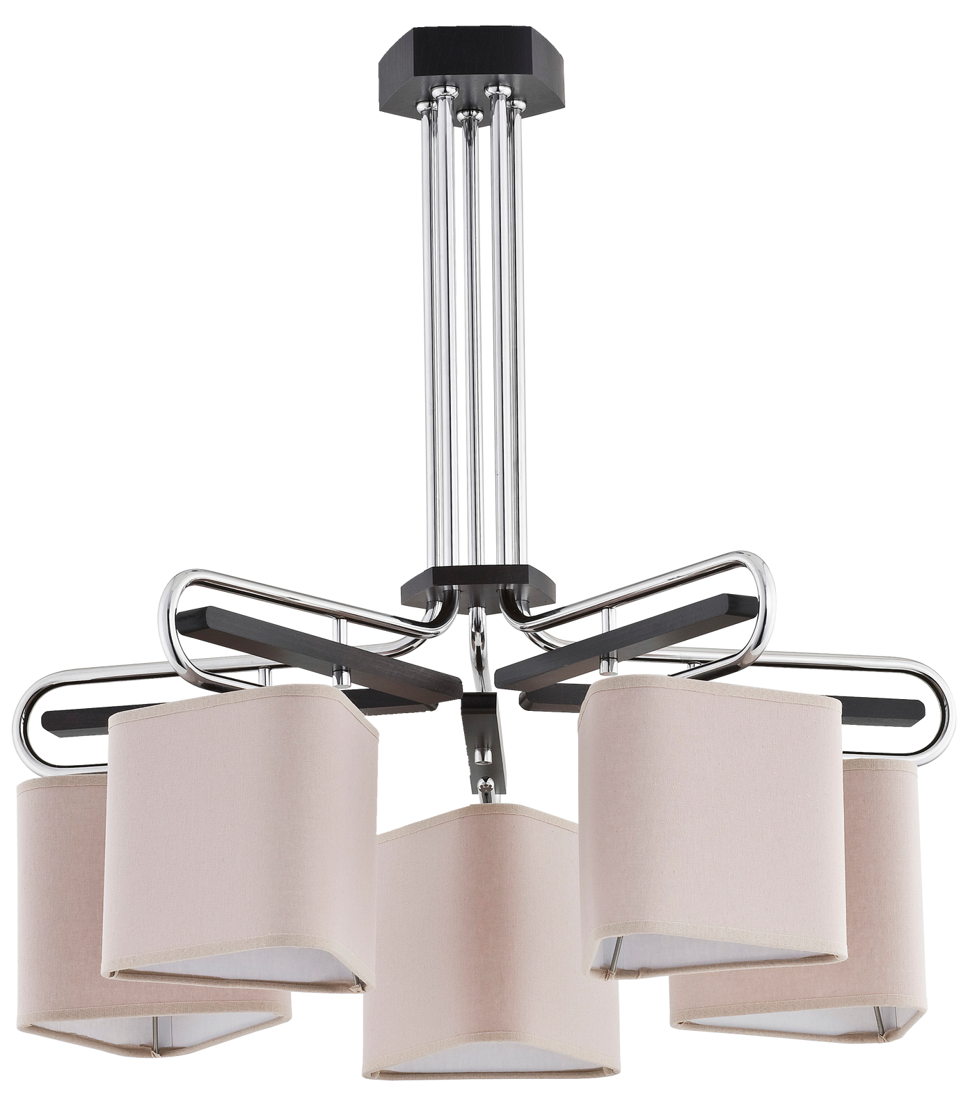 Drewniana lampa sufitowa z abażurami Markiz 5xE14