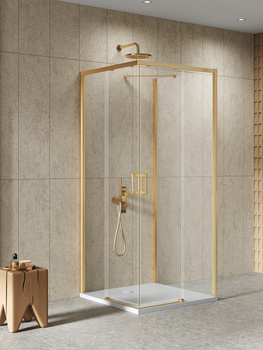 Kabina prysznicowa 90x90x200 Złoty 6 mm – PRIME GOLD BRUSHED K-3967 z powłoką Active Shield 2.0 | Szczotkowanie