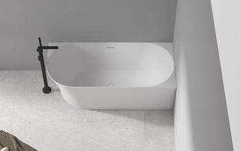 Wanna MOLLY  wolnostojąca akrylowa narożna 160x78 cm prawa, przelew szczelinowy, bialy korek