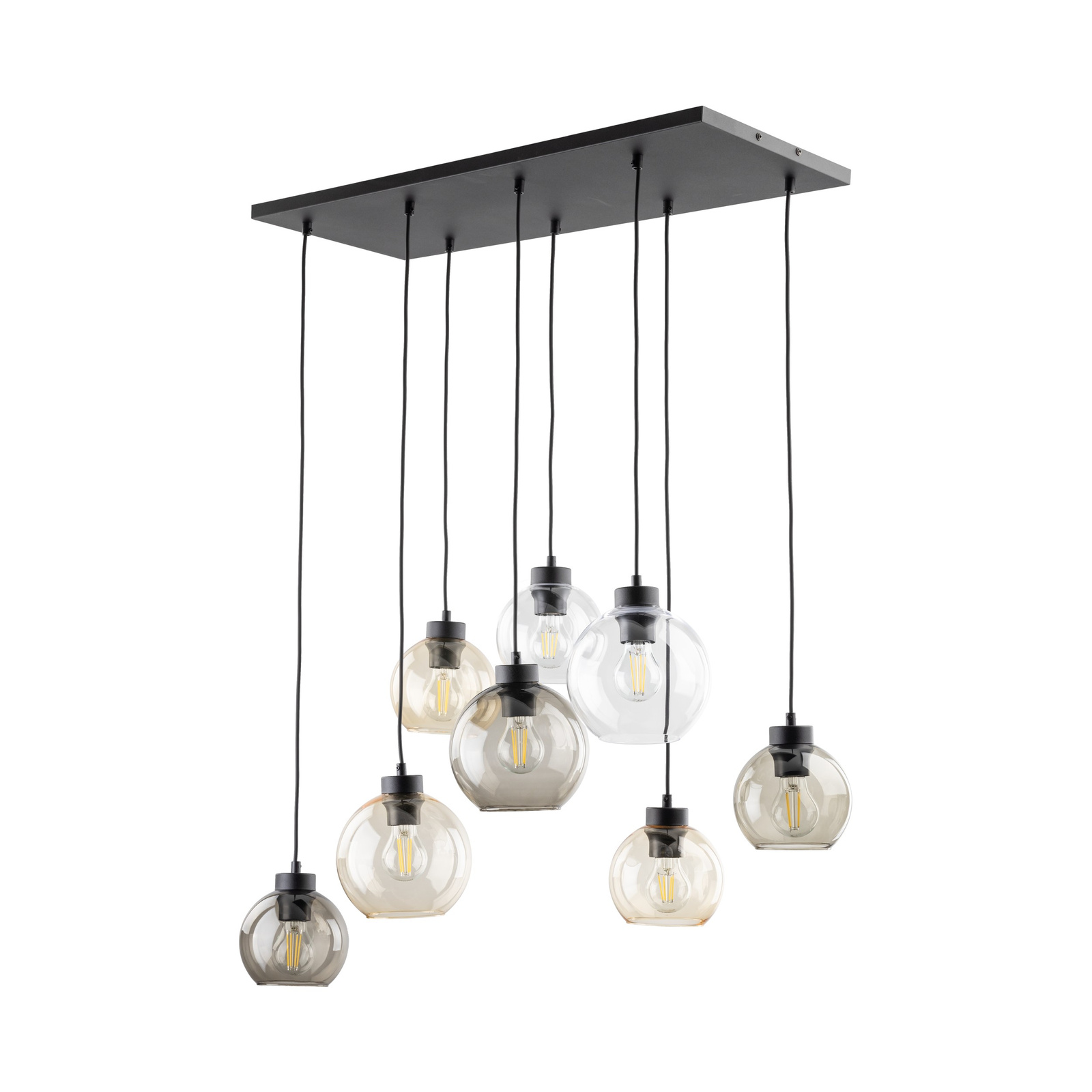 Lampa wiszca 8xE27 15W szko transparentny/bursztynowy/szary CUBUS 2834 TK Lighting