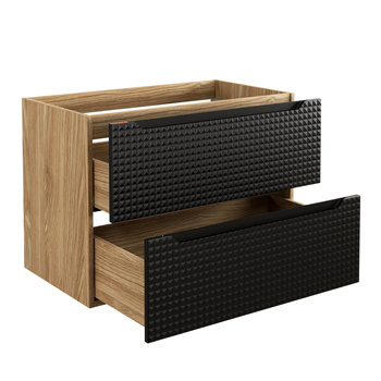 Szafka pod umywalkę Comad Czarny Mat, Dąb Olejowany 80 cm – LUXOR BLACK 82-80-2S