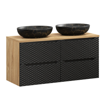 Zestaw mebli łazienkowych Ocean Black 120cm z blatem i 2 umywalkami nablatowymi Mona – set-ocbl b 120cm (2x60) s mona