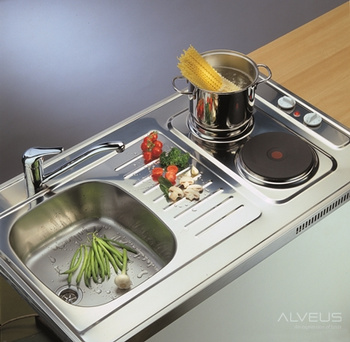 Zlewozmywak COMBI ELECTRA 100 satyna 100x 80 cm z kuchenką elektryczną+syfon 1105248K