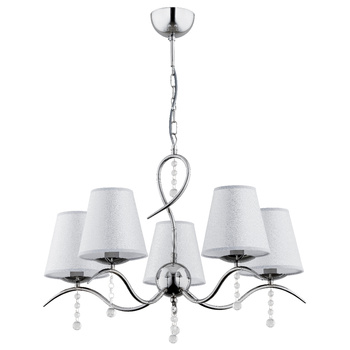 Żyrandol z abażurami i kryształkami chrom  Diva 5 x E14