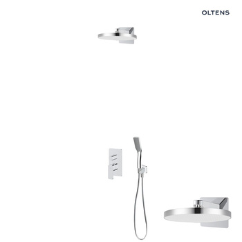 Oltens Hadsel zestaw bateria wannowo-prysznicowa podtynkowa z deszczownicą Regna i słuchawką 1-funkcyjną Tinde chrom 36044100