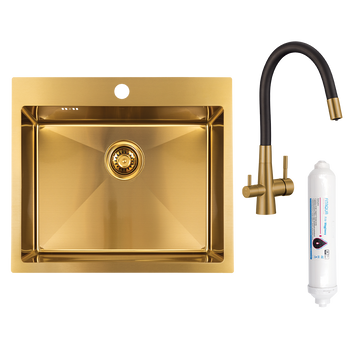 Malawi - zlewozmywak 1-komorowy z syfonem i baterią filtrującą