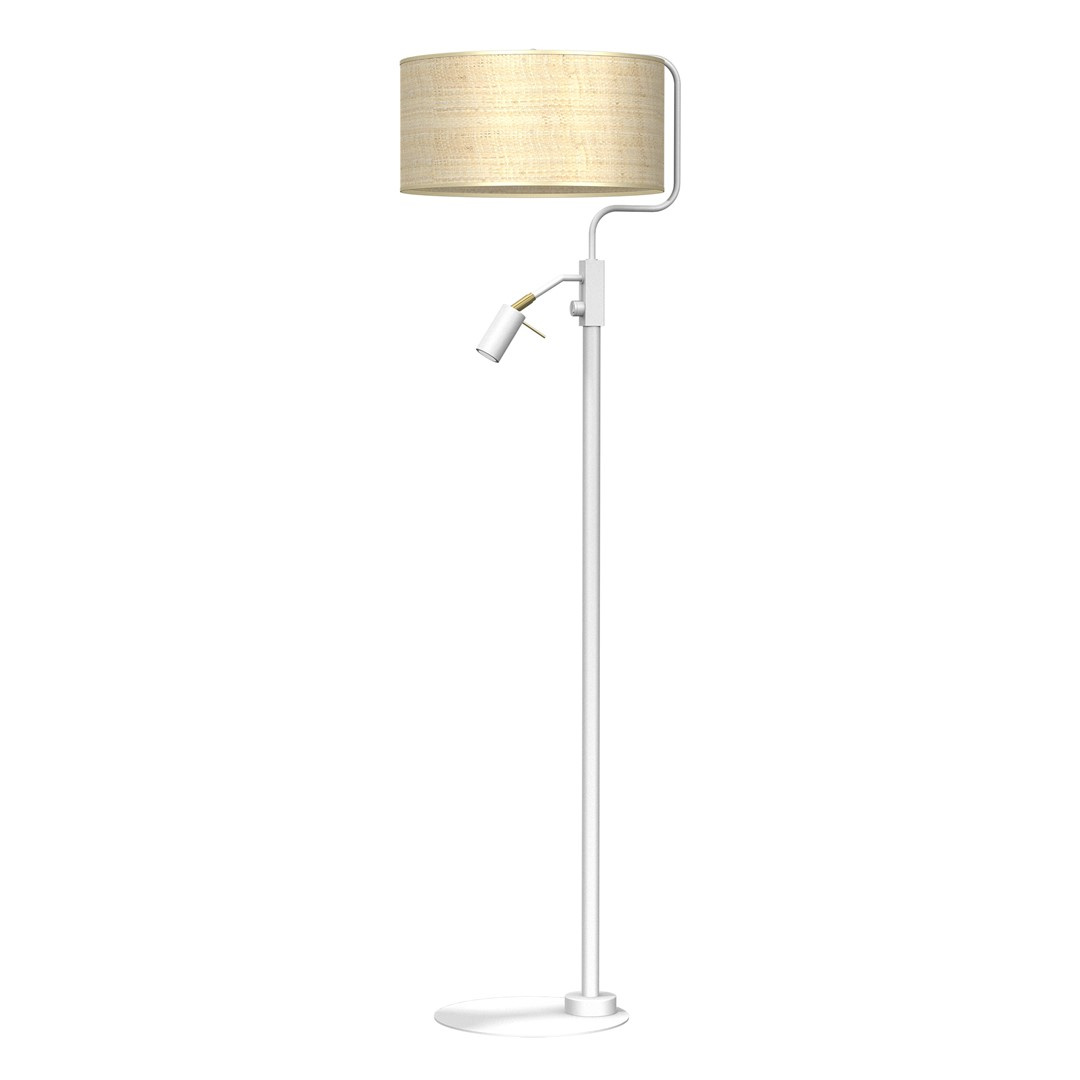 Lampa podogowa MARSHALL WHITE / RATTAN 1xE27 + 1x mini GU10