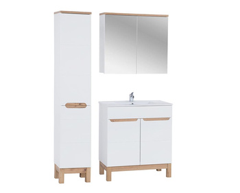 Zestaw mebli łazienkowych Bali White 80cm z umywalką, szafką wysoką i szafką z lustrem – SET-BW LAVA 80CM BALI 804 841