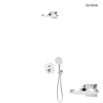 Oltens Hamnes zestaw bateria wannowo-prysznicowa podtynkowa z deszczownicą Regna i słuchawką 3 funkcyjną Luva EasyClick chrom 36026100