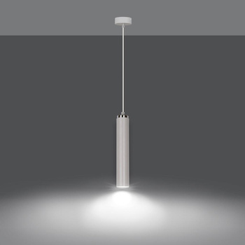 Elegancka wisząca lampa tuba biały/chrom 30W 955/1 LUNA 1