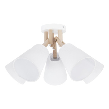 Vaio lampa sufitowa biała + drewno 5xE27