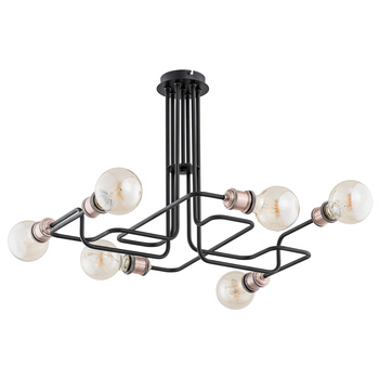 Modernistyczny żyrandol 6-punktowy HOOK 25156 MIEDŹ