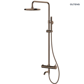 Oltens Molle Numa zestaw wannowo-prysznicowy ścienny z deszczownicą miedź szczotkowana 36506610