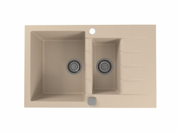 Zlewozmywak CADIT 70 piaskowy 79 x 50 cm 1,5 komorowy + syfon POP-UP 3 1/2  1131358