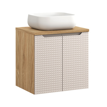 Zestaw mebli łazienkowych Luxor Beige 60cm z blatem i umywalką nablatową Nika – set-lxb b 60cm d un nika wh