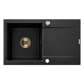 ZLEWOZ GRANIT 1K TESALIA CZARNY NAKRAPIANY Z SYF AUT ZŁOT Z DŁUG OCIEK