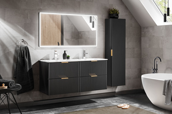 Zestaw mebli łazienkowych Adel Black 120cm z umywalką meblową, szafką wysoką i lustrem – SET -ADB SKY 120 CM 5