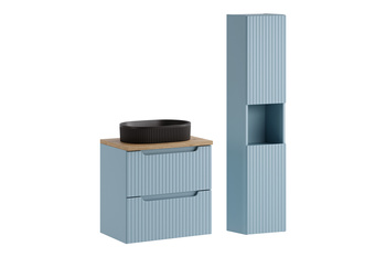 Zestaw meblowy 60cm z blatem, umywalką nablatową Beyond i szafką wysoką set-nod b oak 60cm s un beyond hc