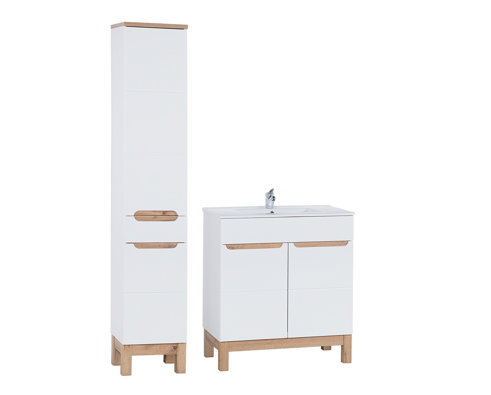 Zestaw meblowy 80cm z umywalką i szafką wysoką SET-BW LAVA 80CM BALI WHITE 800